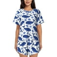 thumbnail image 1 of Honeii Whale for Women's Summer Pajama Set featuring Soft Short Sleeve Shirt & Matching Bottoms with Convenient Pockets for Relaxed Home Wear-Medium, 1 of 6