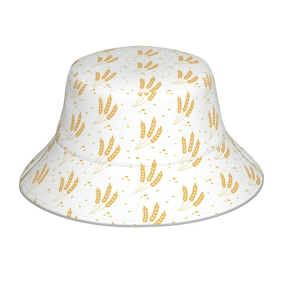 Honeii Wheat for Unisex Bucket Hat Waterproof Rain Hat Reversible Shiny Rave Bucket Hat for Concert Festival Boonie Cap