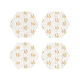 thumbnail image 1 of Honeii Wheat print Leather Coaster Set of 4, ideal for safeguarding your furniture from drinks spills and effortless cleanup-Hexagon, 1 of 6