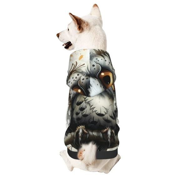 Honeii Whimsical Owl On Branch Print Small Dog Hoodies Pet Hooded Sweatshirts Fall Winter Puppy Cat Sweaters Warm Clothes for Small Dogs Outfits Costume-X-Small