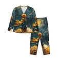 thumbnail image 1 of Honeii Whimsical Starry Night Scene Print Women's Pajama Sets Long Sleeve Button Down Sleepwear Nightwear Soft Pjs Lounge Sets 2PCS-Medium, 1 of 7
