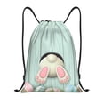 thumbnail image 1 of Honeii White Bunny Bottom And Easter Eggs Print Drawstring Backpack,Drawstring Bags String Backpack Gym Cinch Sack Backpack Sport Bag Draw-Small, 1 of 6