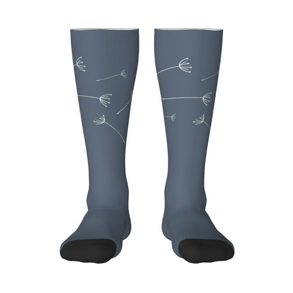 Honeii White Dandelion Print Long Socks,Novelty Design Socks Gift for Men and Women,Crew Socks,Calf Socks