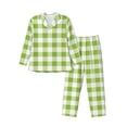 thumbnail image 1 of Honeii White Green Plaid Pattern Mens Pajamas Set,2pcs Men's Lounge Long Sleeve Sleep Shirt and Pajama Bottoms Sleepwear Set,Mens Pjs Sets-Medium, 1 of 7
