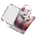 thumbnail image 1 of Honeii White Red Cat Couple patten Oven Mitts and Pot Holders Sets, Baker Oven Mitts, Mittens for Kitchen Decor, Baking Lover over Gloves Gifts, 1 of 7