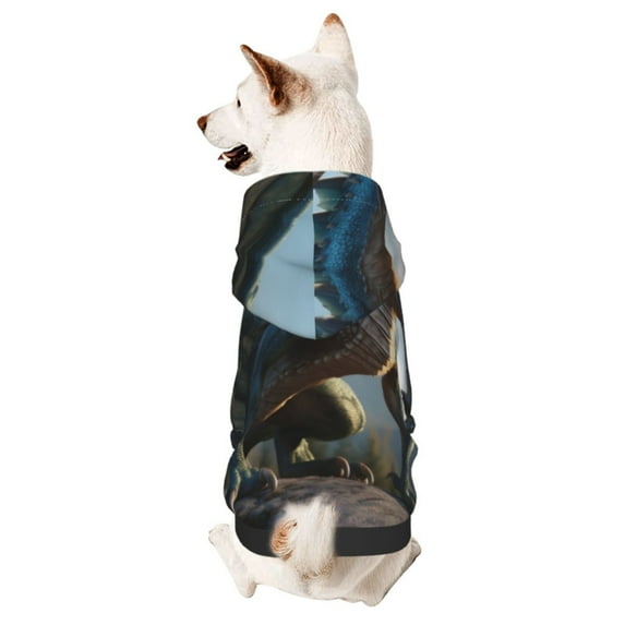 Honeii Wild Blue Cool Dragon Print Small Dog Hoodies Pet Hooded Sweatshirts Fall Winter Puppy Cat Sweaters Warm Clothes for Small Dogs Outfits Costume-Small