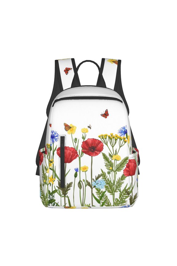 Wild Herbs Print Lightweight Backpacks,Carry on Backpack,Durable Backpack for School, Work & Travel