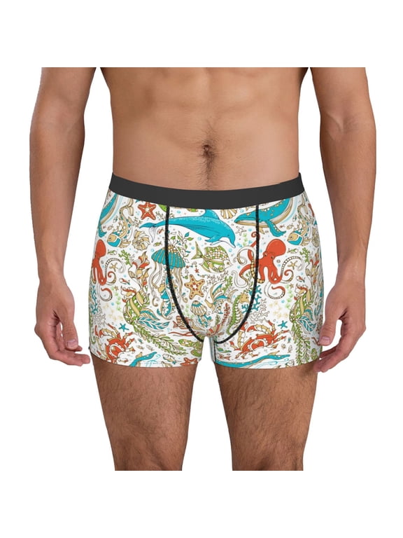 Wild Sea Life Men's Underwear Boxer Briefs Pack, ComfortSoft Boxer Brief for Men, Moisture-Wicking Breathable-Medium
