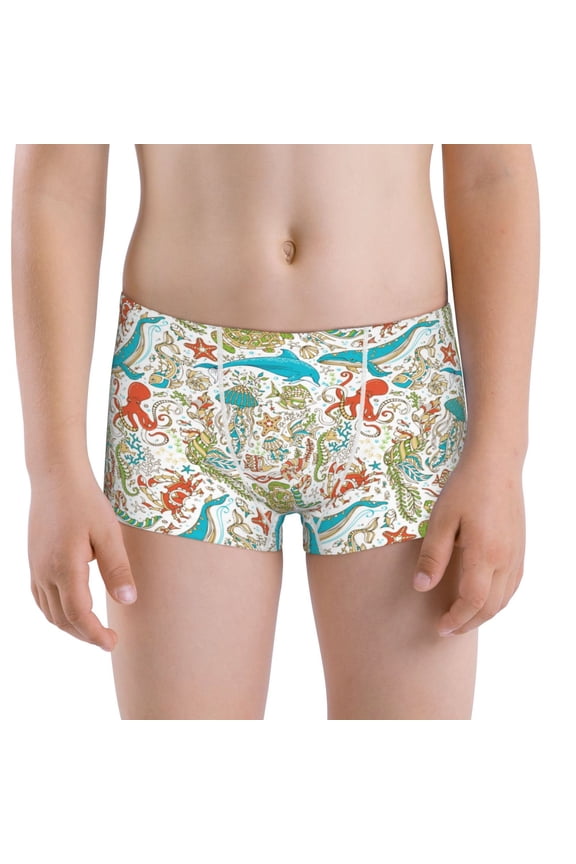 Wild Sea Life for boys And Toddler Underwear, Comfort Cotton and Boxer Briefs,Boy's Boxer Briefs-X-Small