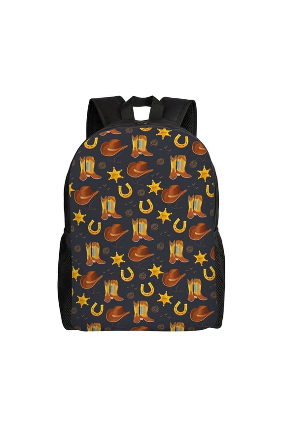 Wild West Golden Horseshoe Print Laptop Backpack for Work, College, Travel, Daily Backpacks for Men Women, Sport Rucksack,Computer Bag