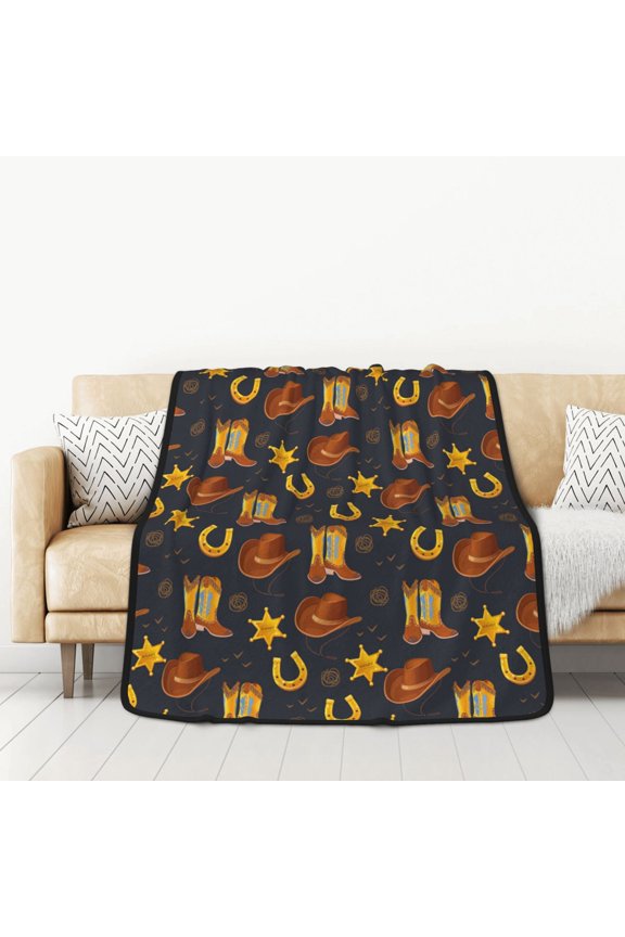 Wild West Golden Horseshoe for Throw Blanket for Couch - Thick Blanket, Soft Fuzzy Plush Throw Blanket for All Seasons, Double Sided Blanket,50x60 In