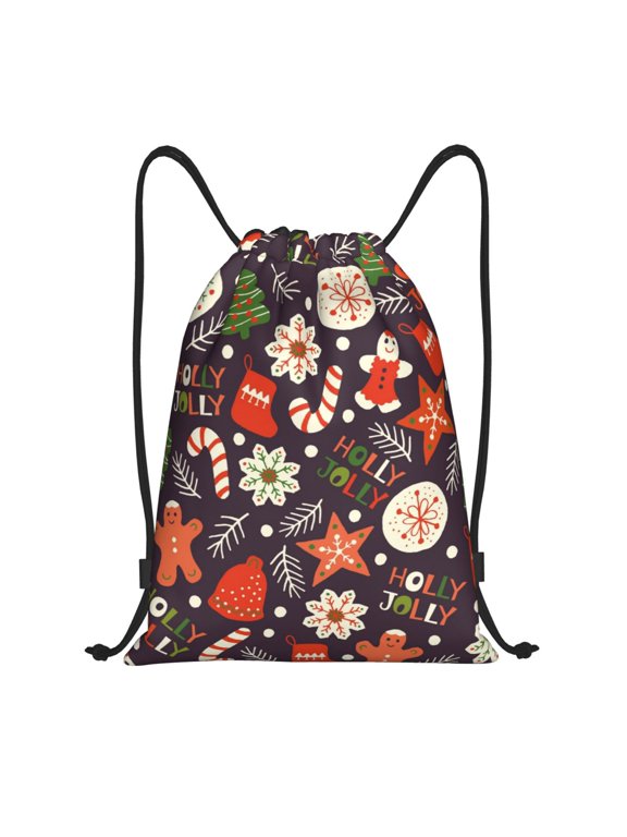 Winter Holiday Christmas Print Drawstring Backpack,Drawstring Bags String Backpack Gym Cinch Sack Backpack Sport Bag Draw-Medium