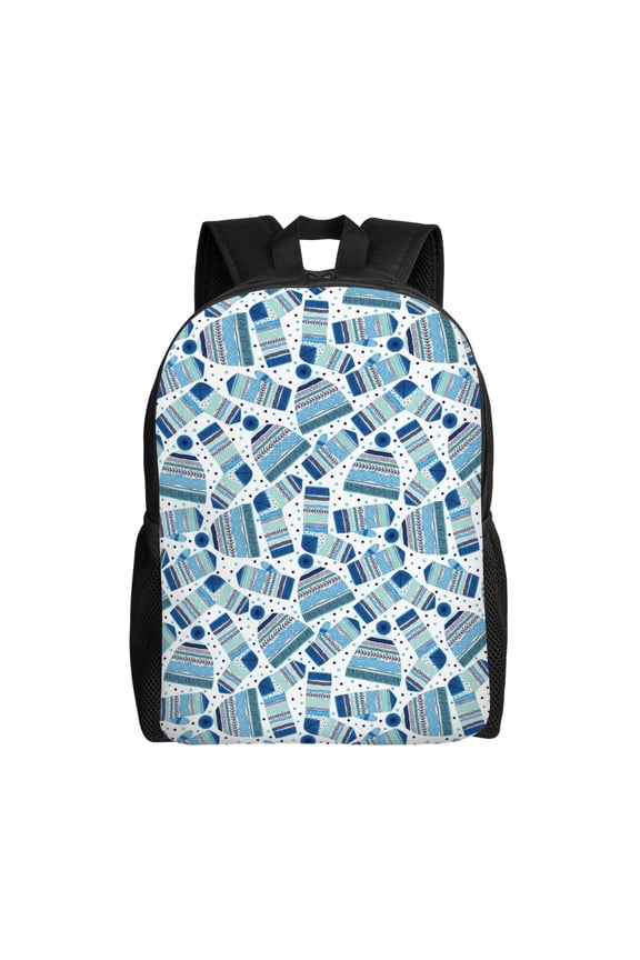 Winter Knit Hat and Socks Print Laptop Backpack for Work, College, Travel, Daily Backpacks for Men Women, Sport Rucksack,Computer Bag