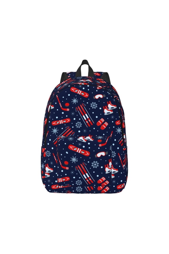 Winter Outdoors Sports Print Canvas College Laptop Backpack, Durable Rucksack Travel Notebook Bag School Backpack Book Bag for Men Women-Medium