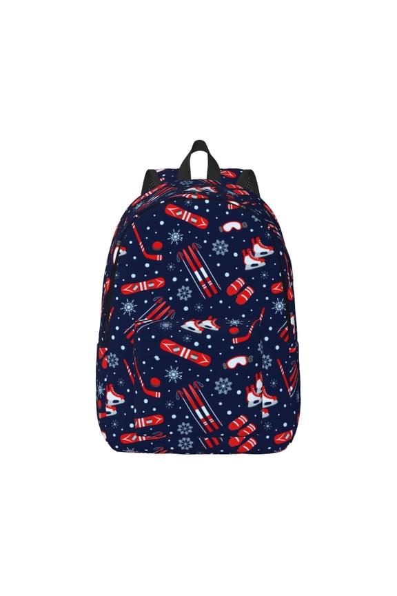 Winter Outdoors Sports Print Canvas College Laptop Backpack, Durable Rucksack Travel Notebook Bag School Backpack Book Bag for Men Women-Small