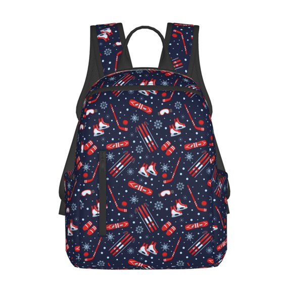Honeii Winter Sports Fun Pattern Print Lightweight Backpacks,Carry on Backpack,Durable Backpack for School, Work & Travel