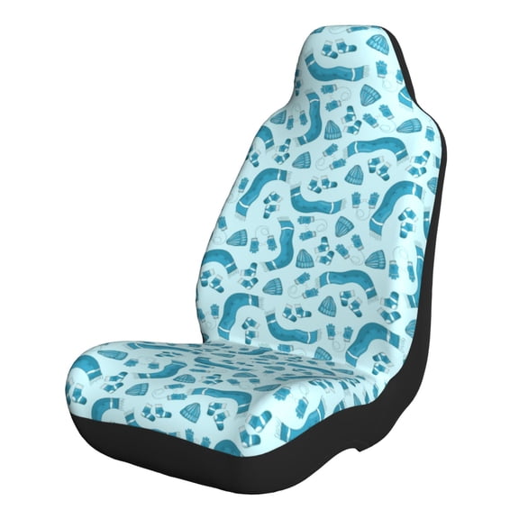 Honeii Winter Warmth Blue Knitted for Car Seat Covers Full Set, Seat Covers for Cars, Car Seat Protector Waterproof, Leather Car Seat Cushion-2 PCS