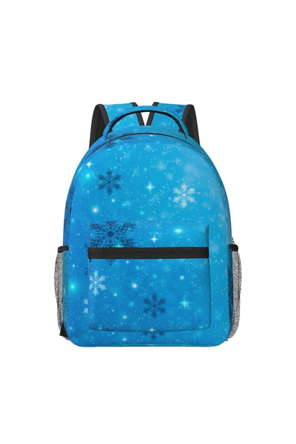 Winter With Snowflakes Print Backpack for School,15.6 inch Laptop Back Pack for High School and College Students, Waterproof Computer Bookbag-One Size