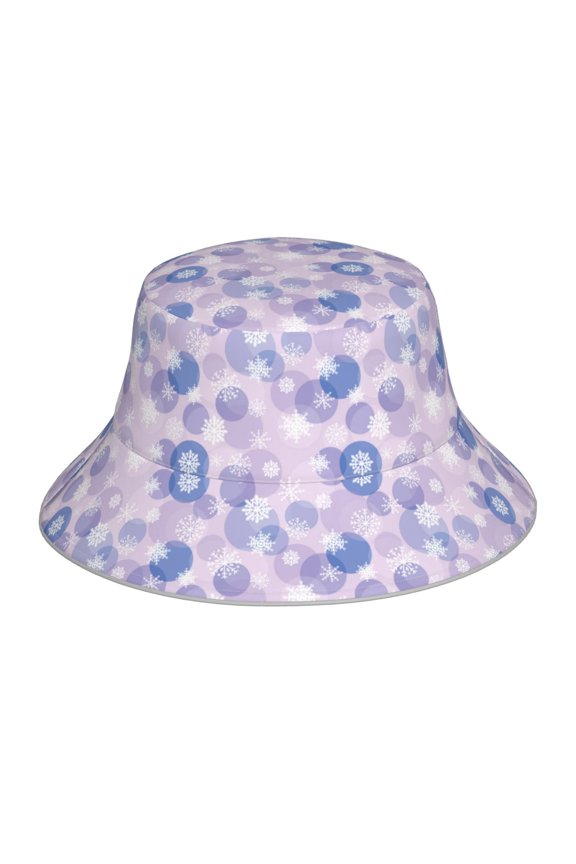 Winter With Snowflakes for Unisex Bucket Hat Waterproof Rain Hat Reversible Shiny Rave Bucket Hat for Concert Festival Boonie Cap