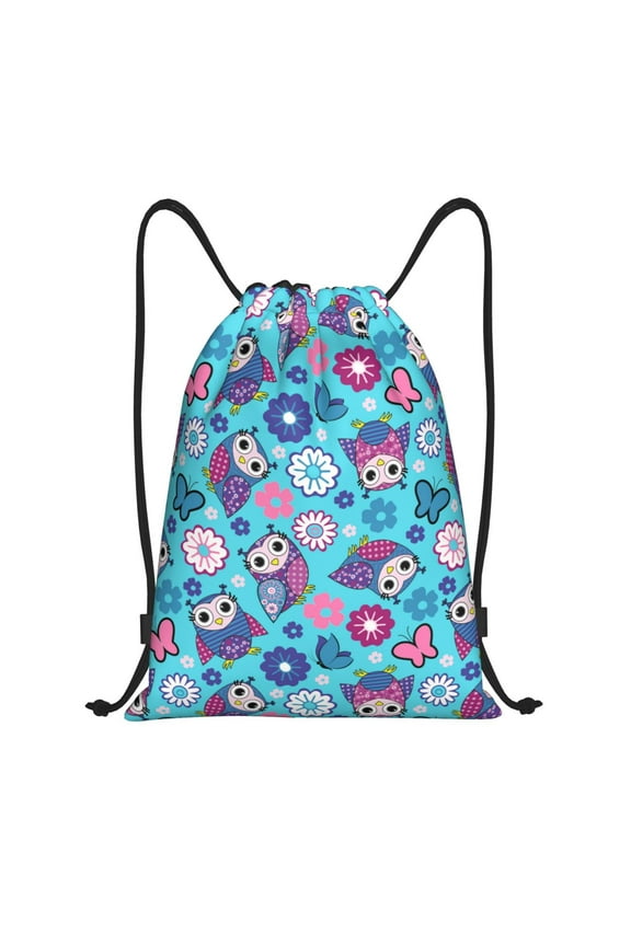 Wls And Flowers Print Drawstring Backpack,Drawstring Bags String Backpack Gym Cinch Sack Backpack Sport Bag Draw-Small
