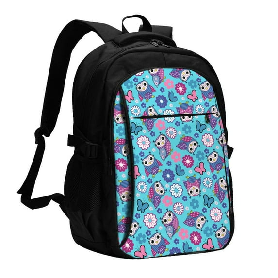 Honeii Wls And Flowers for Travel Laptop Backpack, Business Laptops Backpack with USB Charging Port, College High School Computer Bag for Men Women