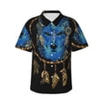 thumbnail image 1 of Honeii Wolf Head And Dreamcatcher Print Men’s Hawaiian Shirt,Classic Button-Down Short Sleeve Shirt, for Beach, Vacation, and Outdoor Activities,Medium, 1 of 7