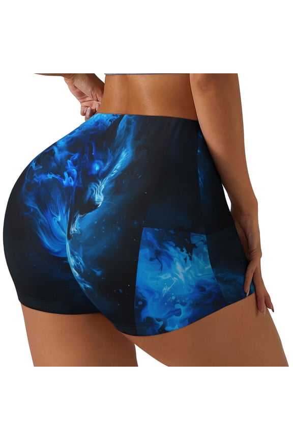 Wolf Print Women's Workout Shorts, Gym Shorts for Active Wear, Sports Shorts,Women's Running Shorts,Quick Dry Athletic Shorts-X-Large