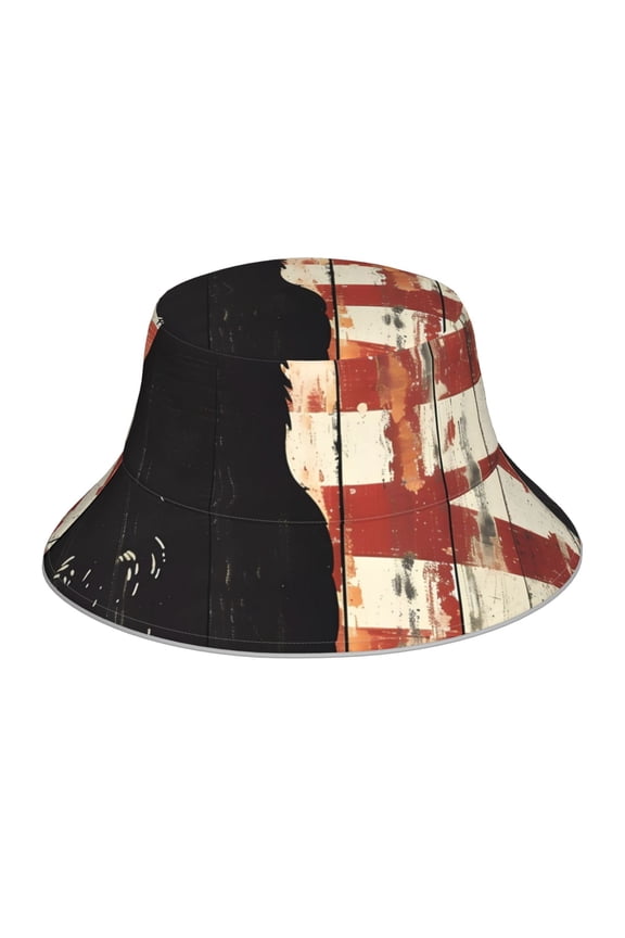 Wood Grain Bald Eagle for Unisex Bucket Hat Waterproof Rain Hat Reversible Shiny Rave Bucket Hat for Concert Festival Boonie Cap