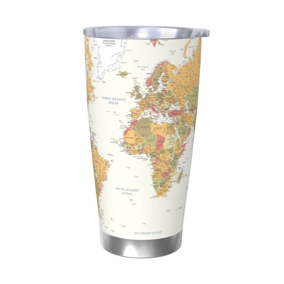 Honeii World Map 1 Print 20OZ Car Cup, Insulated Stainless Steel Travel Mug with Lid and Straw, Keep Your Drinks Hot and Cold-Without Straw