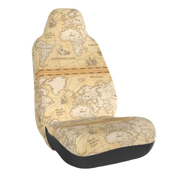 Honeii World Map Print Car Seat Cover,Car Interior Covers,Universal Fit Seat Protector, Compatible with Most Cars, SUVs, Trucks, and Vans