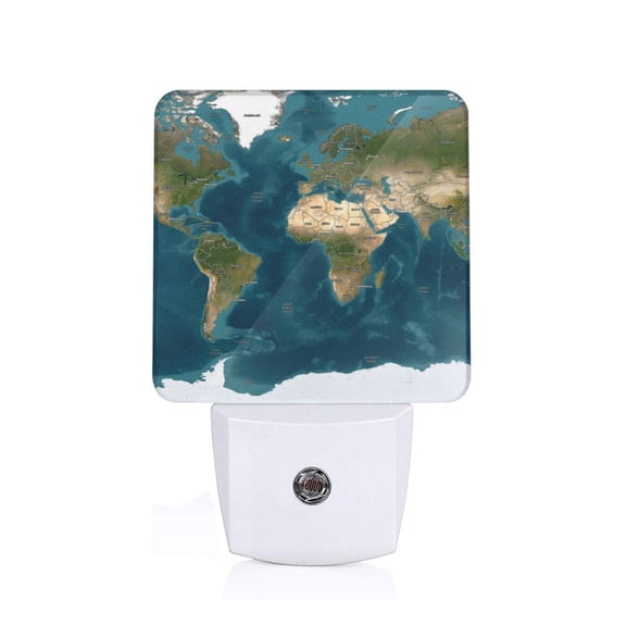 Honeii World Map Print LED Night Light with Light Sensor, Night Lights Plug Into Wall,Ideal for Bedrooms and Hallways-US