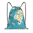 thumbnail image 1 of Honeii World Map With Animal Print Drawstring Backpack,Drawstring Bags String Backpack Gym Cinch Sack Backpack Sport Bag Draw-Small, 1 of 6