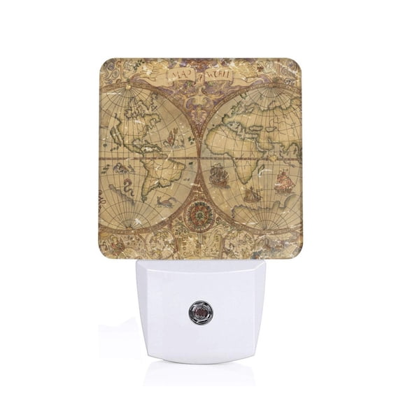 Honeii World Map1 Print LED Night Light with Light Sensor, Night Lights Plug Into Wall,Ideal for Bedrooms and Hallways-US