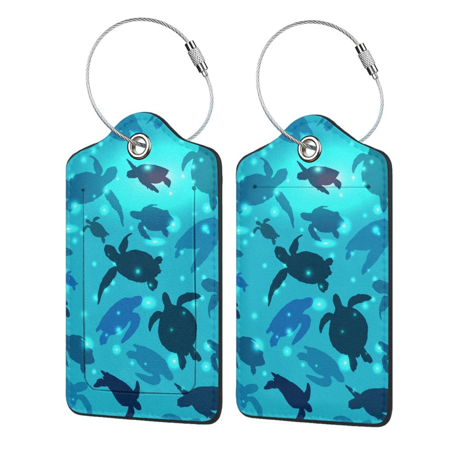 Honeii World Turtle Day Print Leather Luggage Tag for Suitcases,ID Tags ...