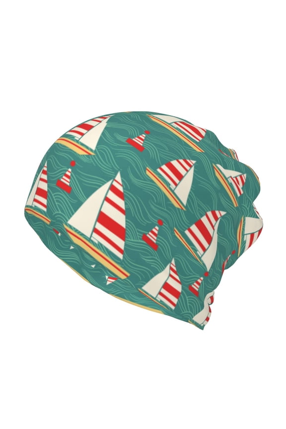 Yachts And Buoys Print Winter Beanie Daily Hat - Thermal Polar Fleece Ski Running Hat Skull Cap for Men and Women,Beanie