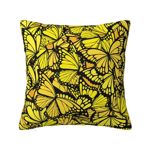 Honeii Yellow Butterflies Print Throw Pillow, Square Decorative Pillow Forms Soft Fluffy Plump Pillow Decorative Pillow Inserts,Couch Pillows-24"x24"