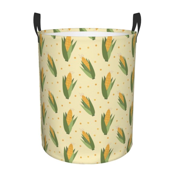 Honeii Yellow Corn Print Laundry Hamper Basket,Baby Nursery Woven Storage Basket for Toys Bin,Pillows,Blankets,Clothes-
