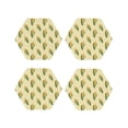 thumbnail image 1 of Honeii Yellow Corn print Leather Coaster Set of 4, ideal for safeguarding your furniture from drinks spills and effortless cleanup-Hexagon, 1 of 6