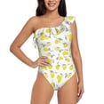 thumbnail image 1 of Honeii Yellow Lemon Leaves for women's one-piece swimsuit featuring a chic one-shoulder design experience elegance and style in the water-XX-Large, 1 of 6