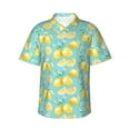 thumbnail image 1 of Honeii Yellow Lemon Print Men’s Hawaiian Shirt,Classic Button-Down Short Sleeve Shirt, for Beach, Vacation, and Outdoor Activities,Medium, 1 of 7