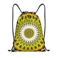thumbnail image 1 of Honeii Yellow Mandala Print Drawstring Backpack,Drawstring Bags String Backpack Gym Cinch Sack Backpack Sport Bag Draw-Medium, 1 of 6