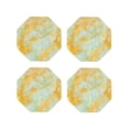 thumbnail image 1 of Honeii Yellow With Teal Marble Print Leather Coaster Set of 4, Ideal for Safeguarding Your Furniture from Drinks Spills and Effortless Cleanup-Octagon, 1 of 6