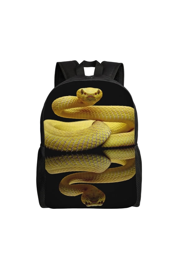 Yellow White-Lipped Pit Viper Print Laptop Backpack for Work, College, Travel, Daily Backpacks for Men Women, Sport Rucksack,Computer Bag
