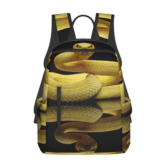 Honeii Yellow White-Lipped Pit Viper Print Lightweight Backpacks,Carry on Backpack,Durable Backpack for School, Work & Travel