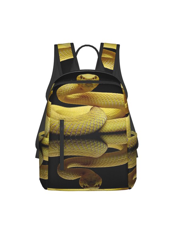 Yellow White-Lipped Pit Viper Print Lightweight Backpacks,Carry on Backpack,Durable Backpack for School, Work & Travel