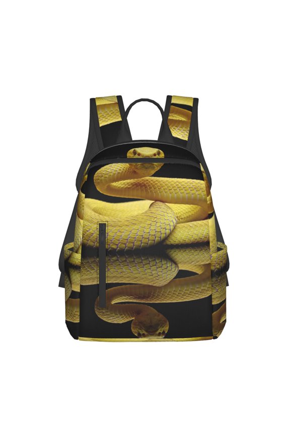 Yellow White-Lipped Pit Viper Print Lightweight Backpacks,Carry on Backpack,Durable Backpack for School, Work & Travel