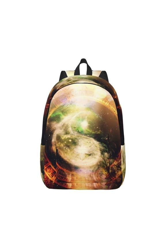 Yin Yang 1 Print Canvas College Laptop Backpack, Durable Rucksack Travel Notebook Bag School Backpack Book Bag for Men Women-Small
