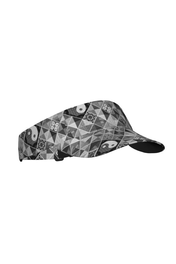 Yin Yang With Black And White Print Adult Sunscreen Visor Cap, Adjustable Sun Protection Hat,Sun Visor Hats,UV Protection Outdoor Sports Golf Running Sun Caps
