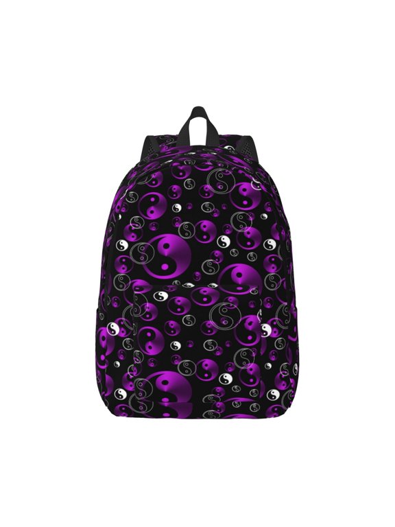Yin Yang1 Print Canvas College Laptop Backpack, Durable Rucksack Travel Notebook Bag School Backpack Book Bag for Men Women-Medium