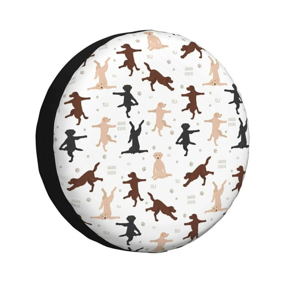 Honeii Yoga Labrador Retriever Print Tire Covers, Waterproof Anti-UV Sun Snow Rain Tire Covers for Trailers, RV, Camper, SUV, Truck-15 inch